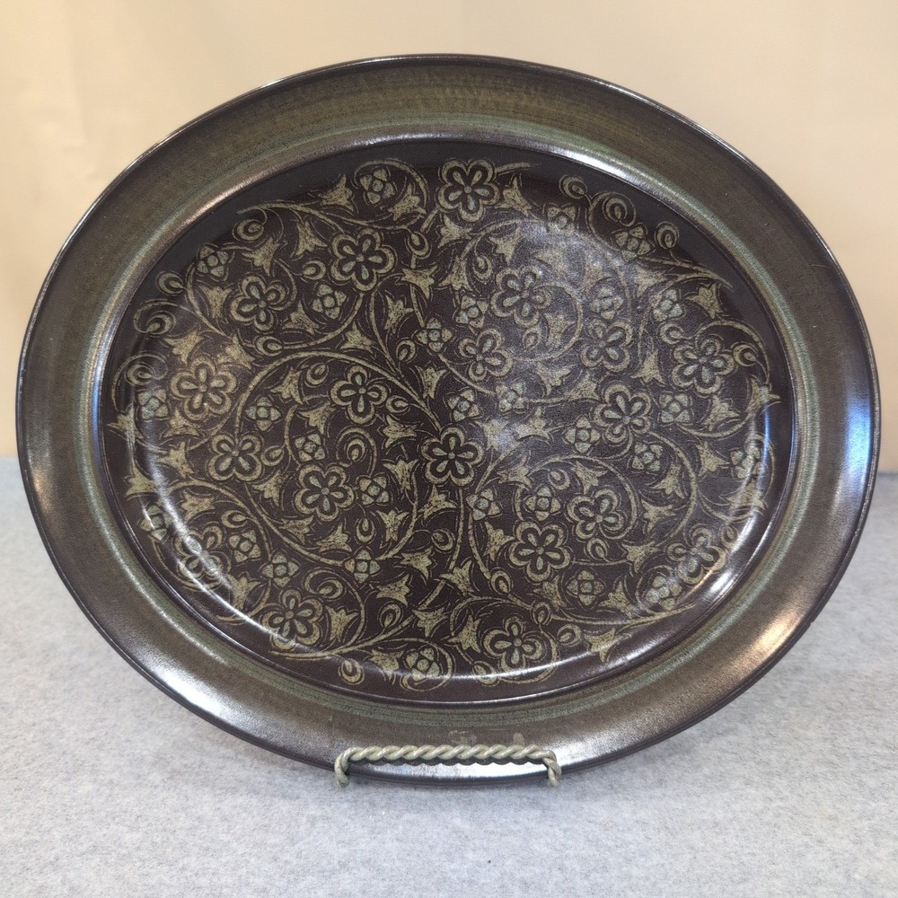 Franciscan Madeira Oval Serving Platter Floral Earthenware Dark Brown Gree - Picture 1 of 6